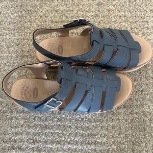Dr Scholl’s Slate Blue Fisherman Strappy Sandals with Velcro Buckle